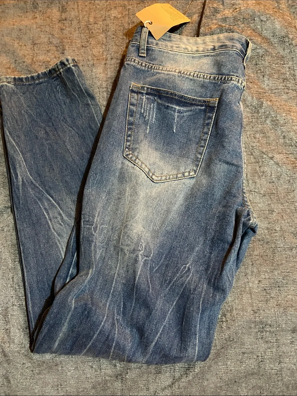 Slim Straight Men's Denim Jeans in Faded Blue